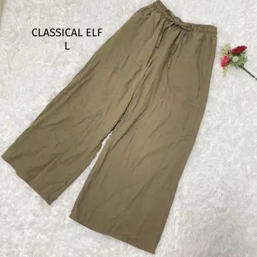 클래식 엘프 [ L ] 와이드 팬츠 리본 포함 린넨 코튼 드로스트