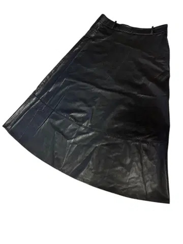 새상품급 ZARA 블랙 인조 가죽 플레어 롱 스커트 M