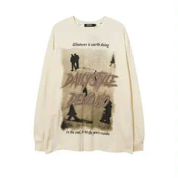 DAILYSTYLE DEMONO 긴팔 T셔츠 크림색