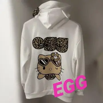 완판템 egg 고양이 귀 레오파드 무늬 키티 지퍼 후드티