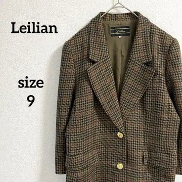 vintage [ Leilian ] 레트로 체크 무늬 골드 버튼 테일러드