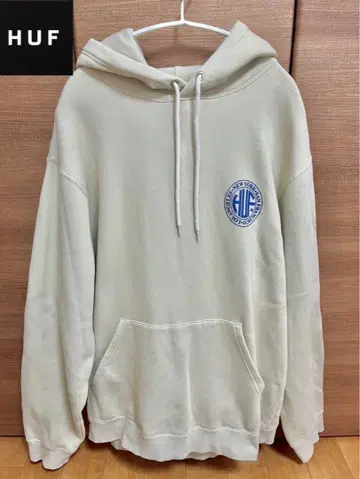 HUF 로고 후드티 풀오버 후디 크림 XL 속기모