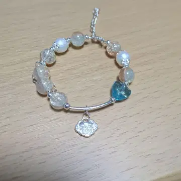 하트 모양 비즈 실버 팔찌