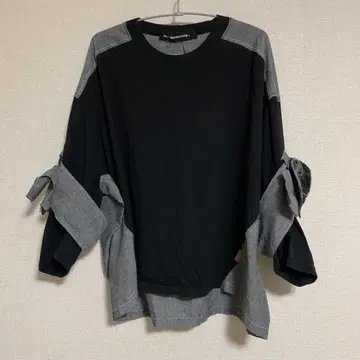 mercibeaucoup 메르시보쿠 소매 리본 7부 T셔츠