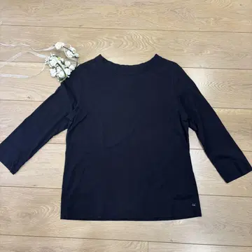 45R 도츠메 천축 사각 셔츠 7부 소매 블랙 사이즈 3