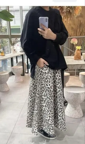 Make-ai 메이크아이 레오파드 무늬 자카드 스커트