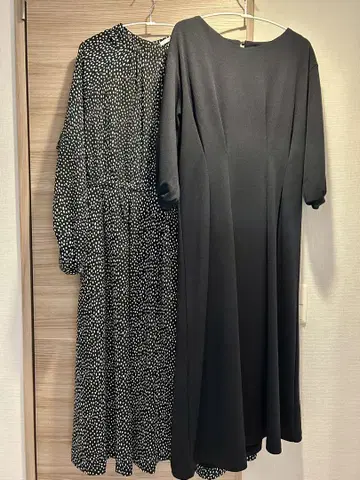 블랙과 도트 원피스 세트