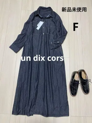 택 포함 새상품 un dix cors 앤디콜 데님 셔츠 원피스