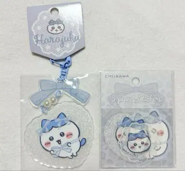 치이카와 (먼작귀) 하라주쿠 스티커 아크릴 키링 리본 하치와레