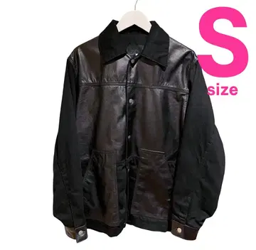 25SS ZARA 콤비 가죽 데님 자켓 커버올 S