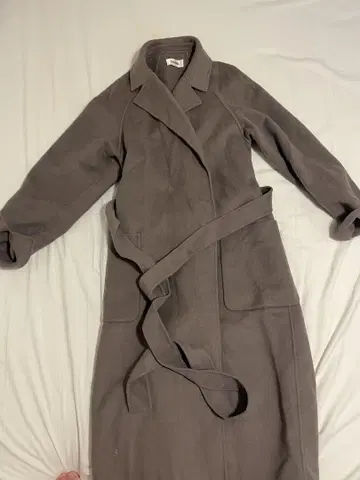 그레이 롱 코트 허리 벨트 포함 스나이델