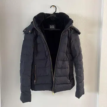 [ 새상품급 ] ZARA BASIC 후드 부착 다운 자켓 네이비