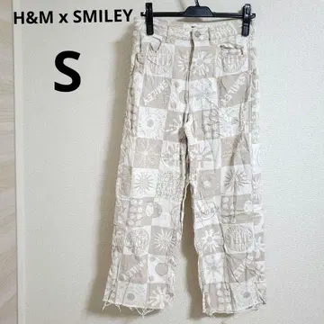 H&M x SMILEY [ S ] 체크 무늬 데님 팬츠