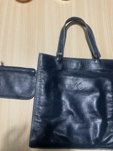 kitamura 네이비 가죽 토트백