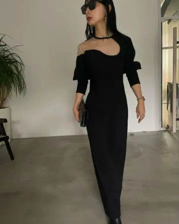 [ AMERI ] LAKE CURVE TRICOT RIB DRESS