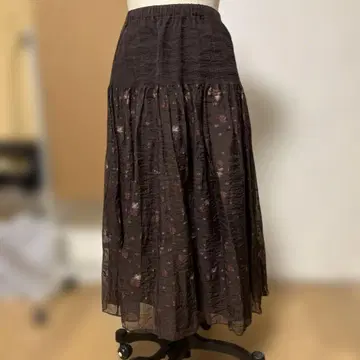 코시노 히로코 H IROKO B IS 플레어 스커트 꽃무늬 블랙 쉬폰