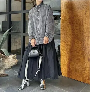 미사용 새상품 린카블 완판템 레이스 깅엄 오버 셔츠 블랙