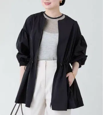 새상품 ] VERMEIL par iena 노카라 개더 ZIP 블루종 블랙