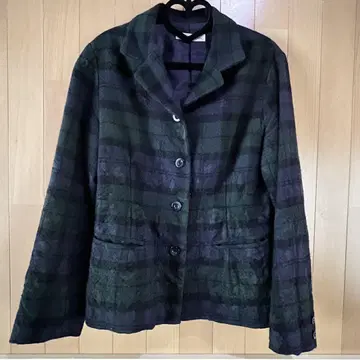 히로미치 나카노 울 자켓 M 히로미치 나카노 짙은 녹색 체크