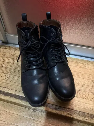 렙심 블랙 가죽 레이스업 부츠 M 덤 포함