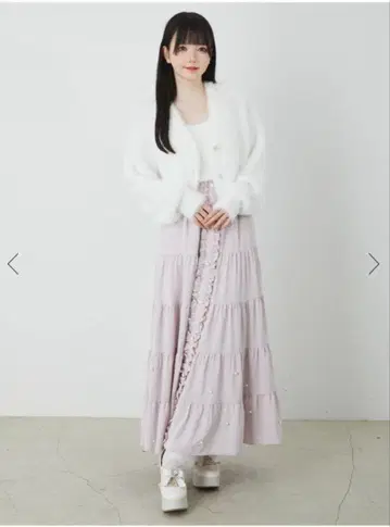 Ank Rouge 펄 티어드 롱 스커트 핑크 미사용 새상품