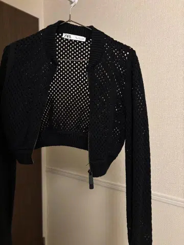 ZARA 메쉬 짜임 블랙 가디건 S
