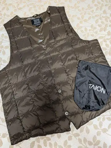 TAION 브라운 퀼팅 다운 베스트
