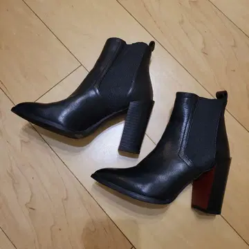 STACCATO 천연 가죽 사이드 고어 부츠 22.5cm 새상품급