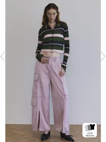 Zip Design Satin Cargo Pants 핑크/36