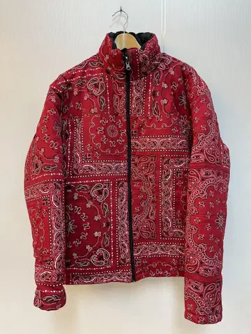 페이즐리 무늬 리버서블 패딩 자켓 XL 레드