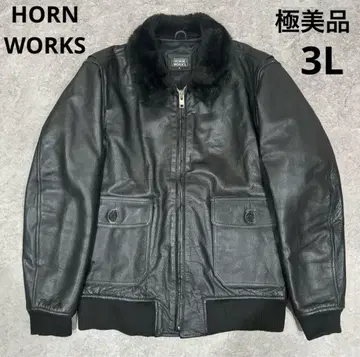 새상품급 HORN WORKS 블랙 레더 자켓 G-1 보아 플라이트 자켓