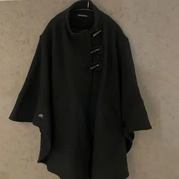 블랙 울 판초 스타일 코트