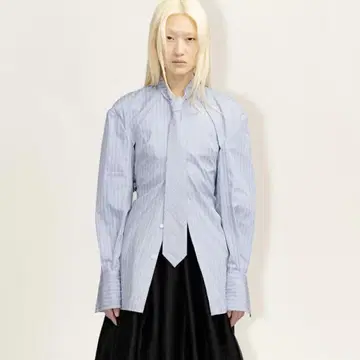 KANAKO SAKAI 카나코사카이 스트라이프 셔츠 넥타이 블루