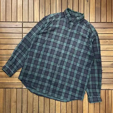 캐나다제 L.L.Bean 체크 버튼 다운 긴팔 플란넬 셔츠