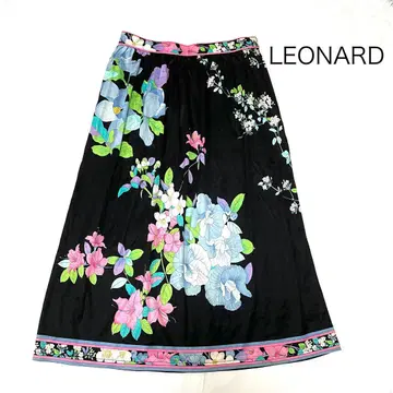 LEONARD 레오나르 롱 스커트 블랙 플라워