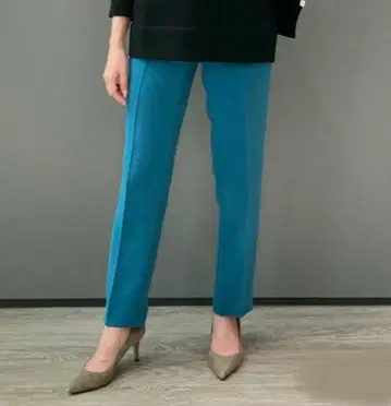 theory Luxe 워셔블 테이퍼드 팬츠 블루그린 슬랙스