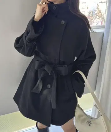 새상품 OLIVE des OLIVE 멀티 컬러 요크 미들 코트 블랙