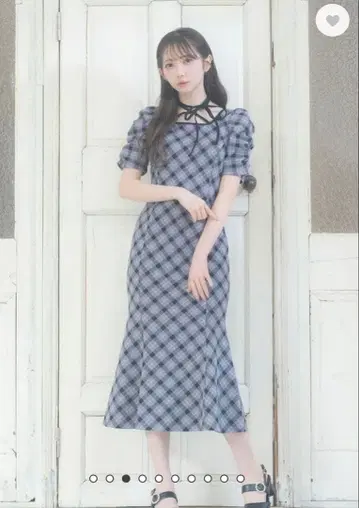 evelyn 에블린 체크컷OP 원피스 차콜 롱