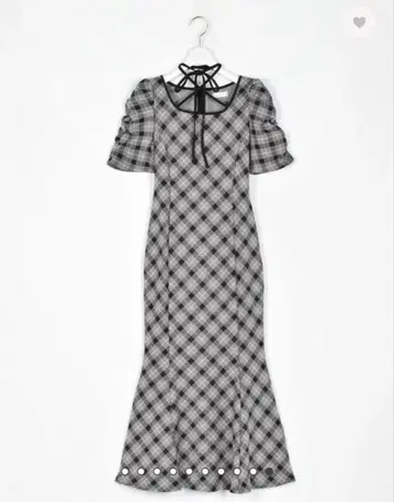 evelyn 에블린 체크컷OP 원피스 차콜 롱