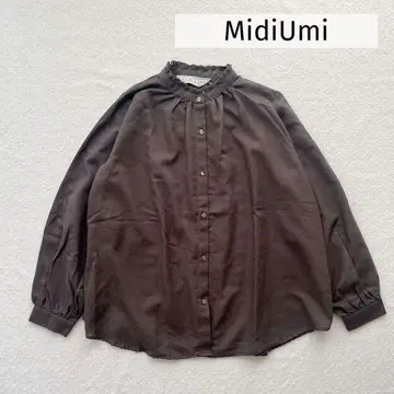 MidiUmi 다크 브라운 프릴 긴팔 셔츠 미디우미