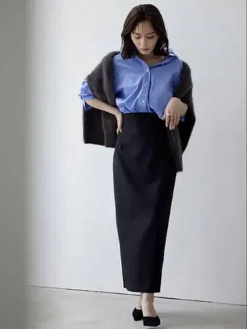 anuans 정가 17,600엔! 울 블렌드 펜슬 스커트 블랙