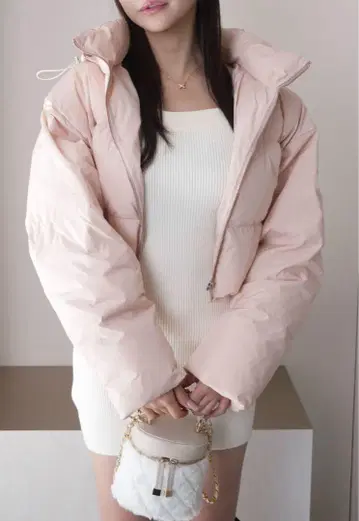 크롭 페이크 다운 자켓 숏 다운