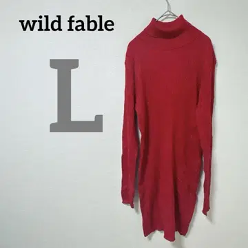 wild fable [ L ] 레드 니트 원피스 튜닉 스웨터