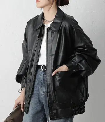 콜로니2139 인조 가죽 오버 블루종
