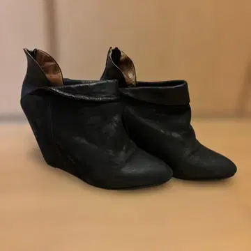 제프리 캠벨 블랙 웨지힐 부티 37 23.5cm 천연 가죽