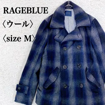 RAGEBLUE 레이지블루 울 블렌드 안감 스트라이프 체크 무늬 P코트