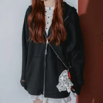 JEANASIS 더블 ZIP 리본 후드티