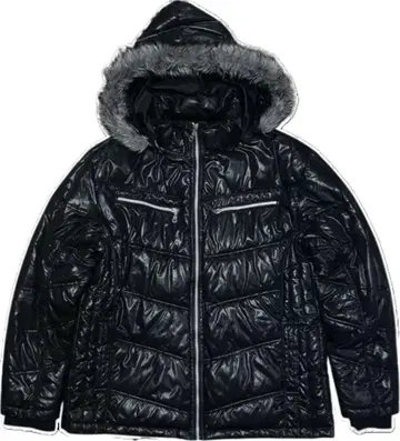 Y2K 펑크 그런지 시크 스타일 블랙 후드 부착 다운 자켓