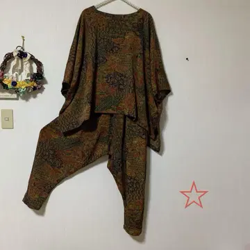 기모노 리메이크 셋업 망토 상의 & 사루엘 팬츠