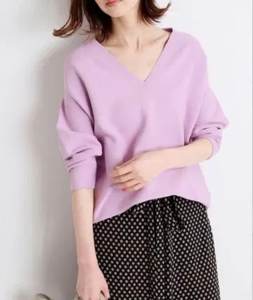 IENA 코튼 스트레치 코쿤 V 소매 풀오버 퍼플